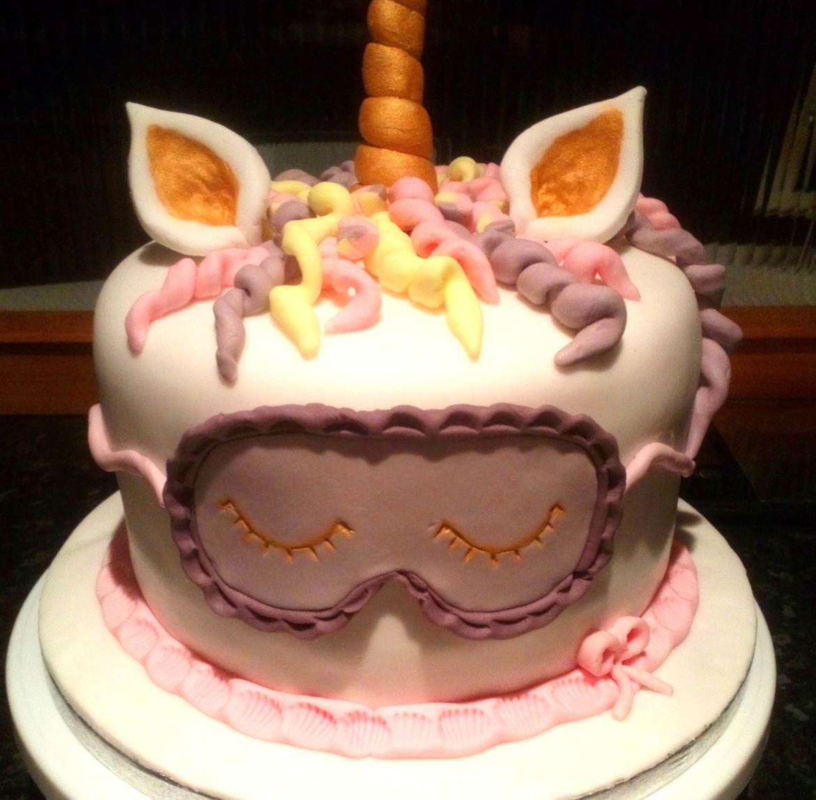 slumber party unicorn rainbow cake