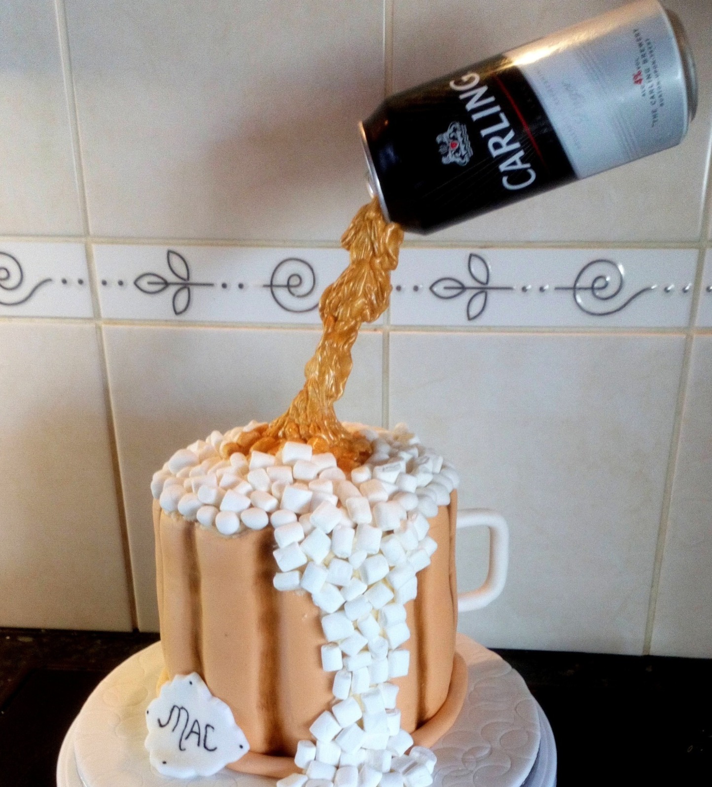 Carling beer gravity birthday cake