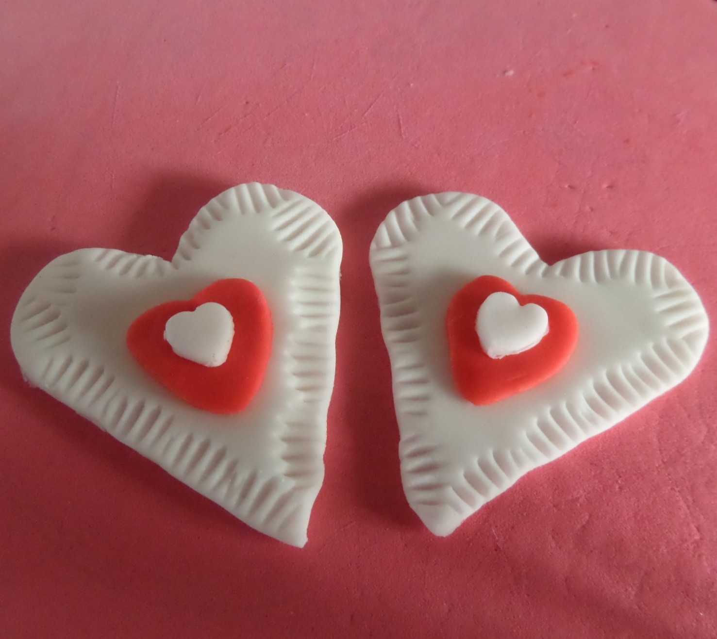 white and red heart cupcake topper