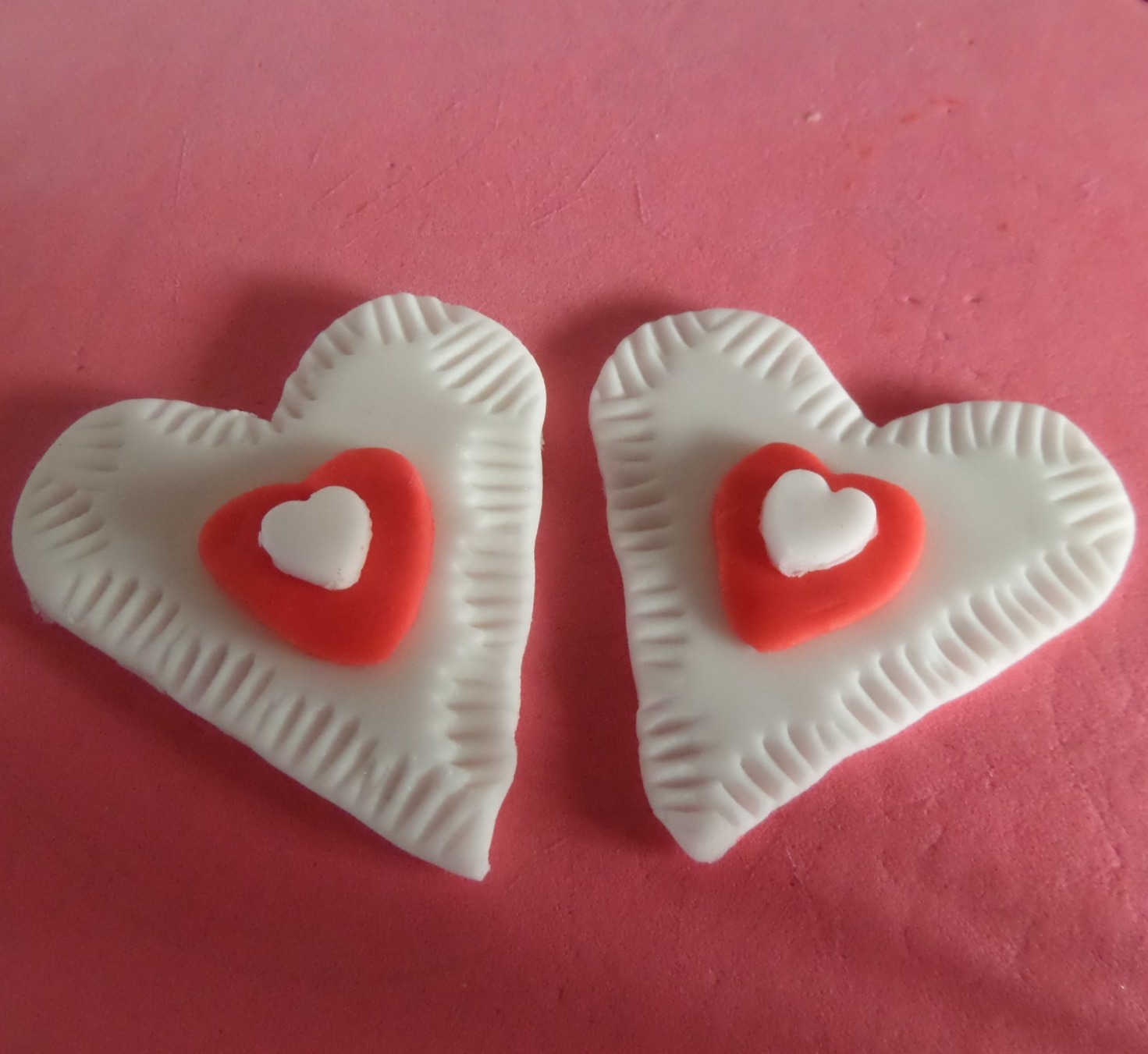 white and red heart cupcake topper