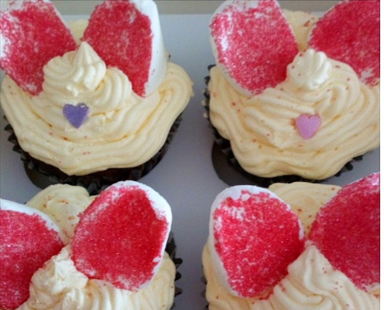 Marshmallow bunny ears cupcakes