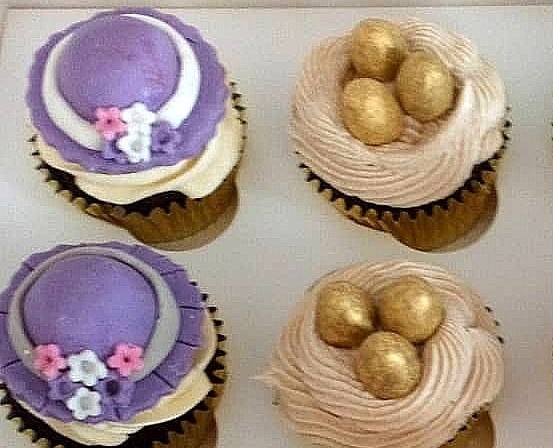 Easter bonnet and birds nest cupcakes