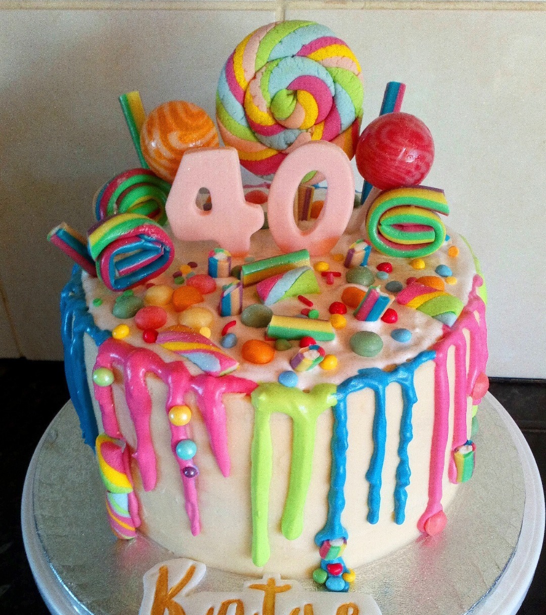 ladies 40th rainbow candy fun birthday cake