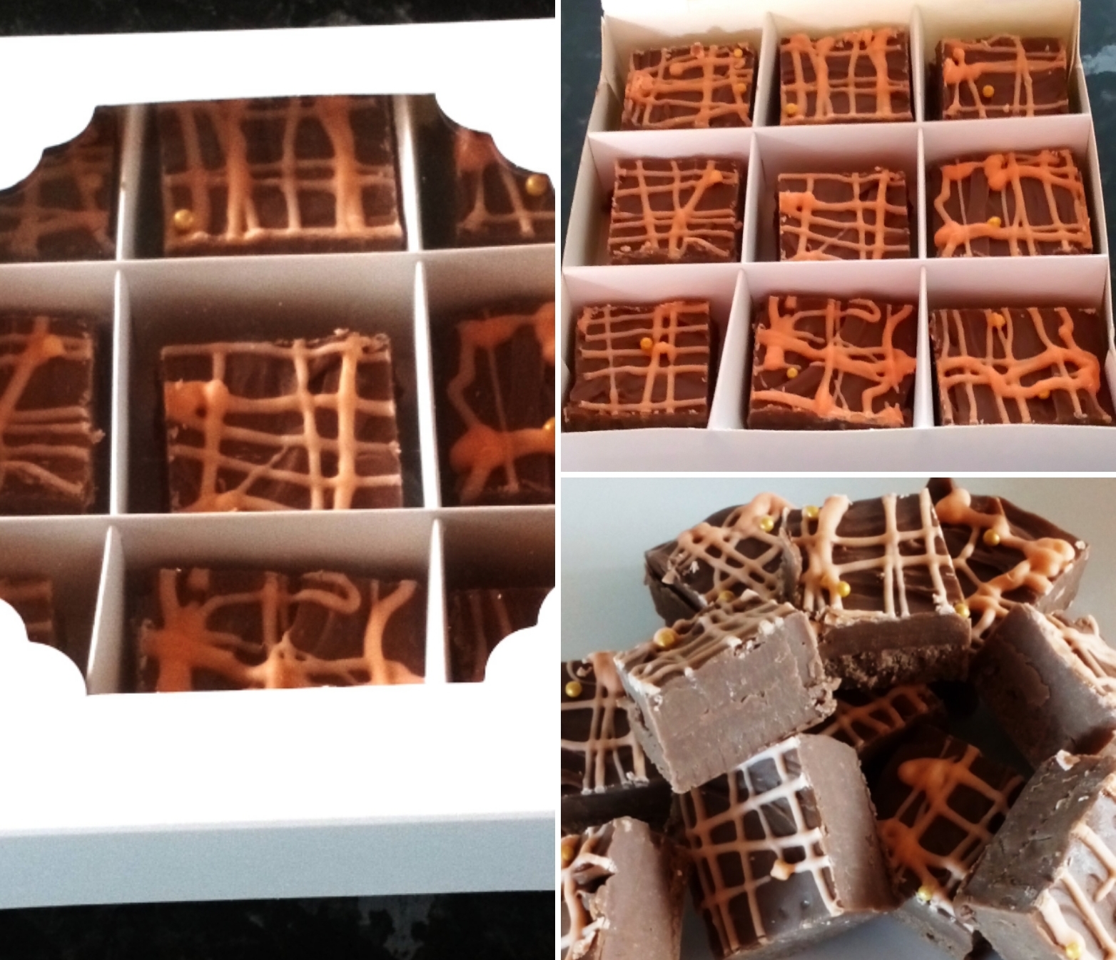 homemade chocolate orange fudge boxes