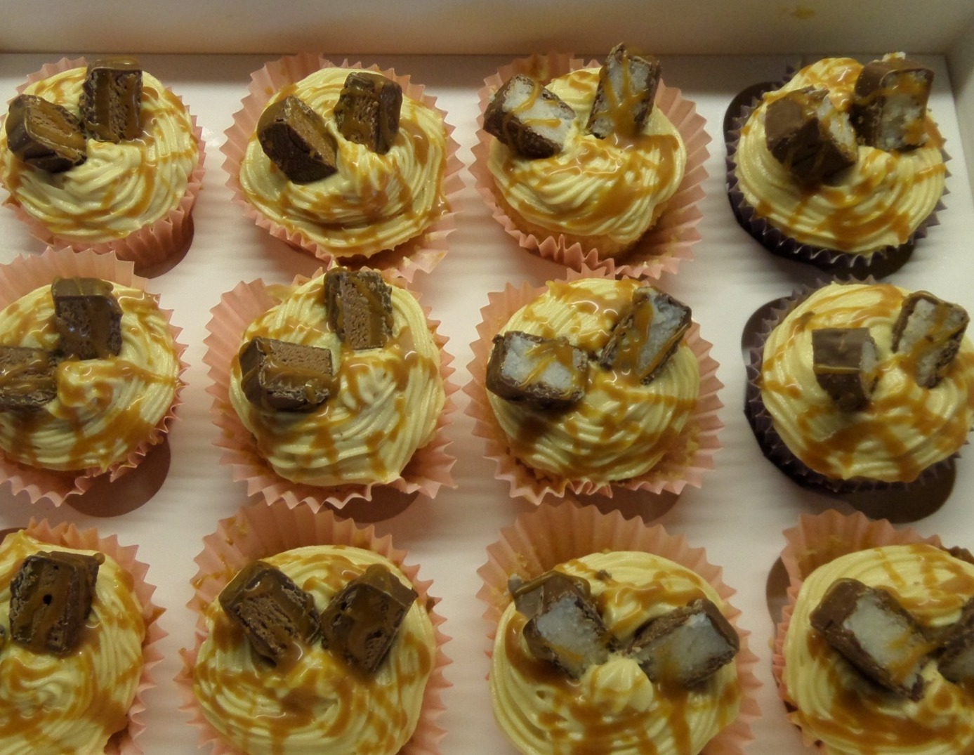 mars bar and bounty topped cupcakes