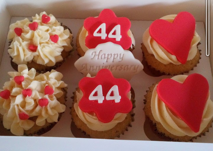 Happy 44th wedding anniversary cupcakes