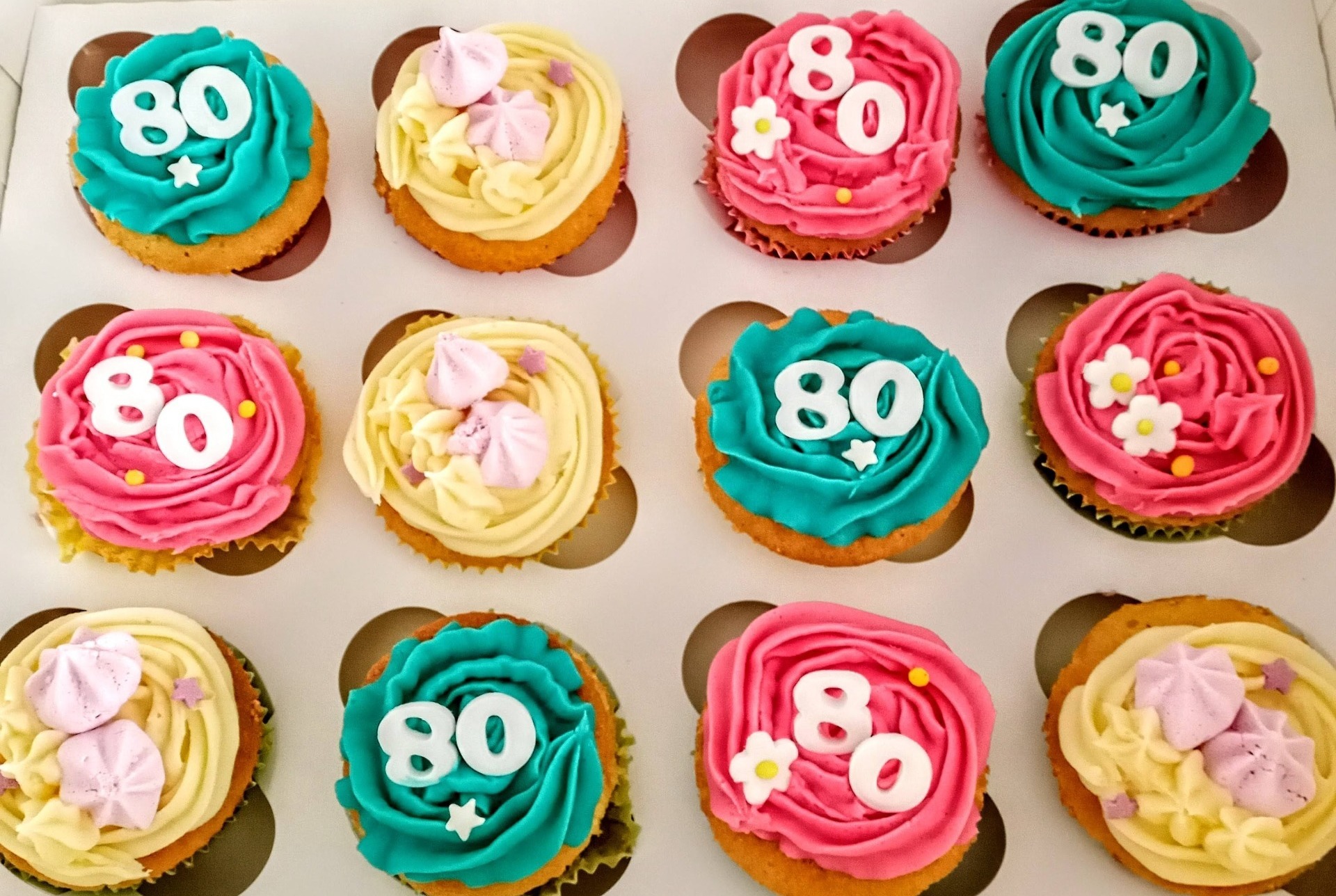 80th birthday ladies cupcakes