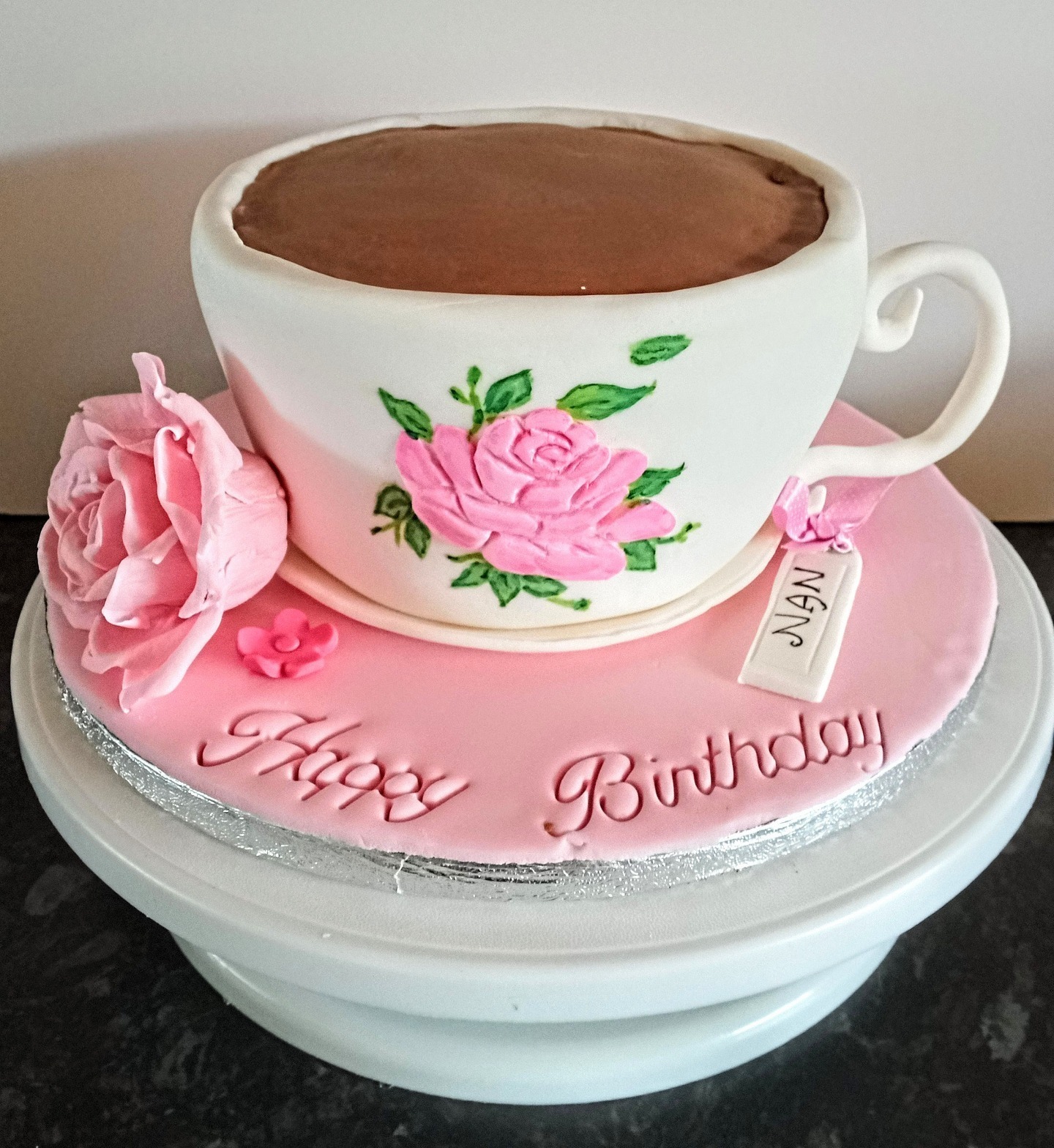 3D birthday teacup and saucer birthday cake