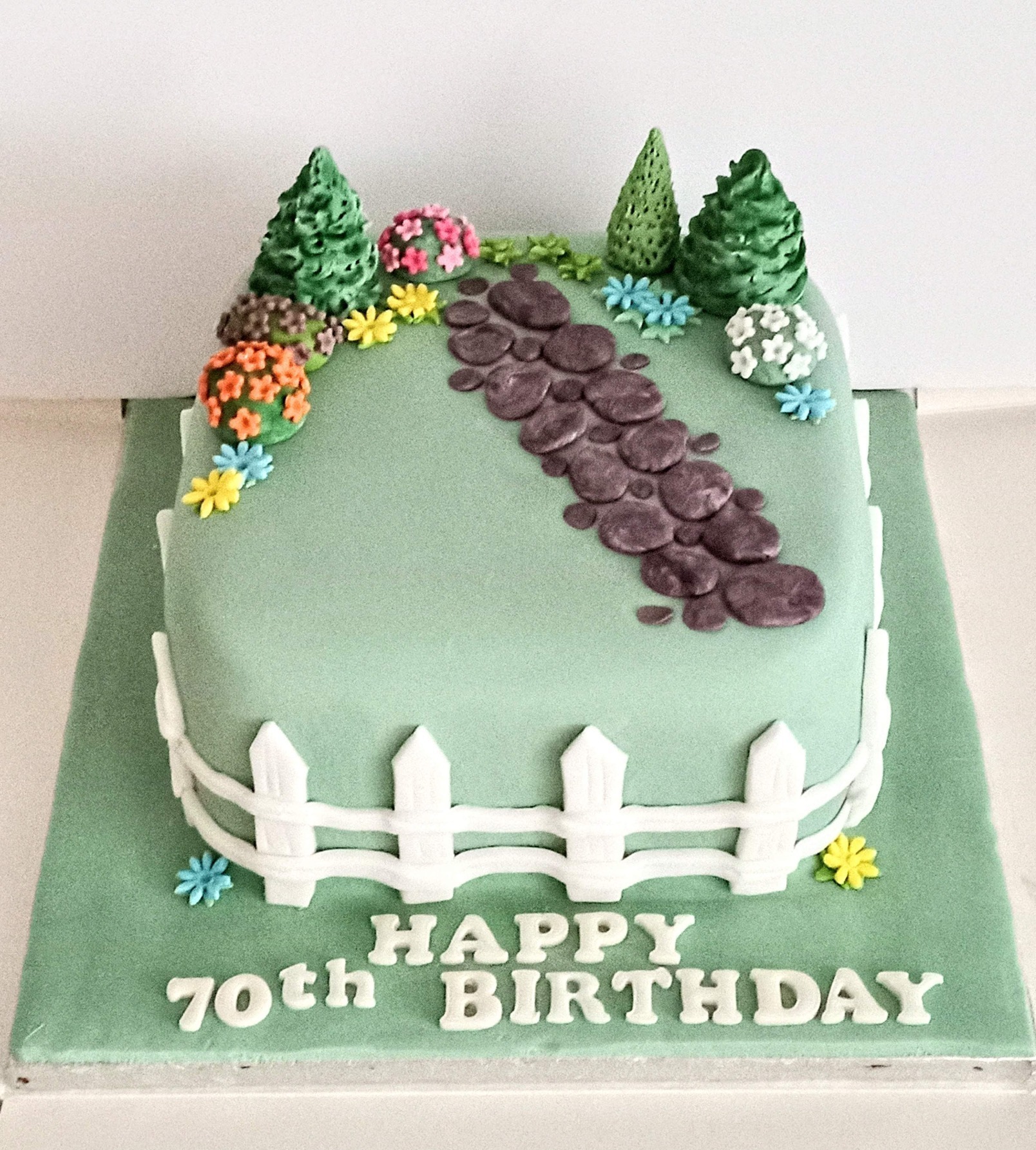 A lovely garden inspired birthday cake