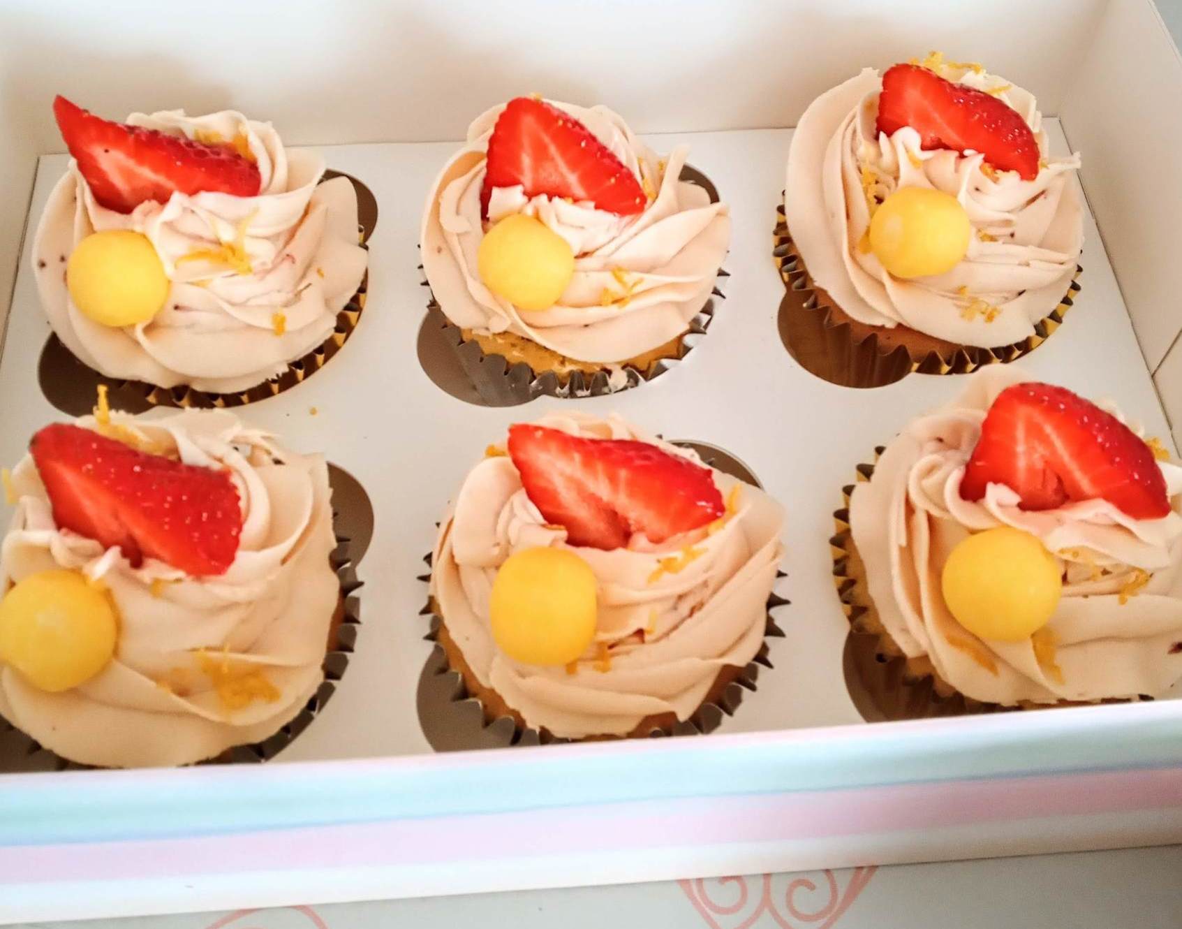 Delicious strawberry and lemon flavoured cupcakes