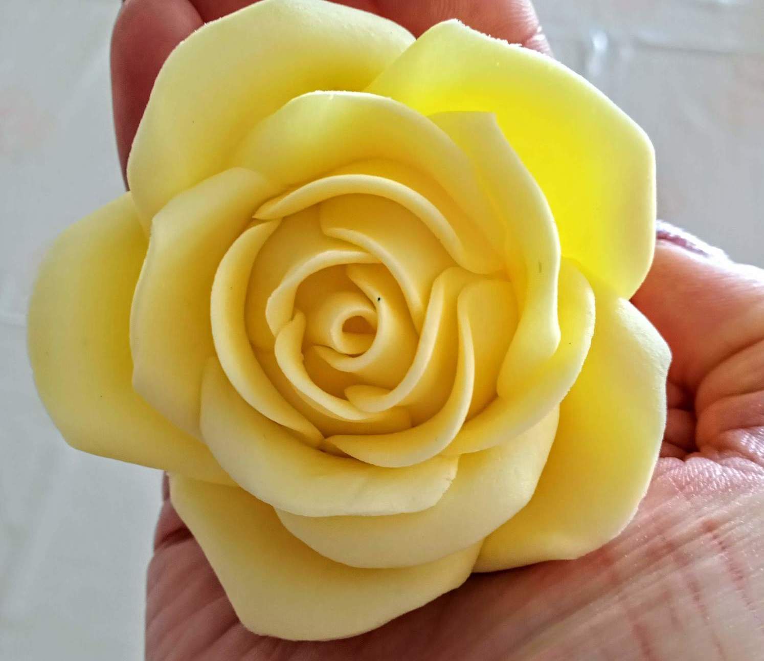 Large handmade yellow sugar rose