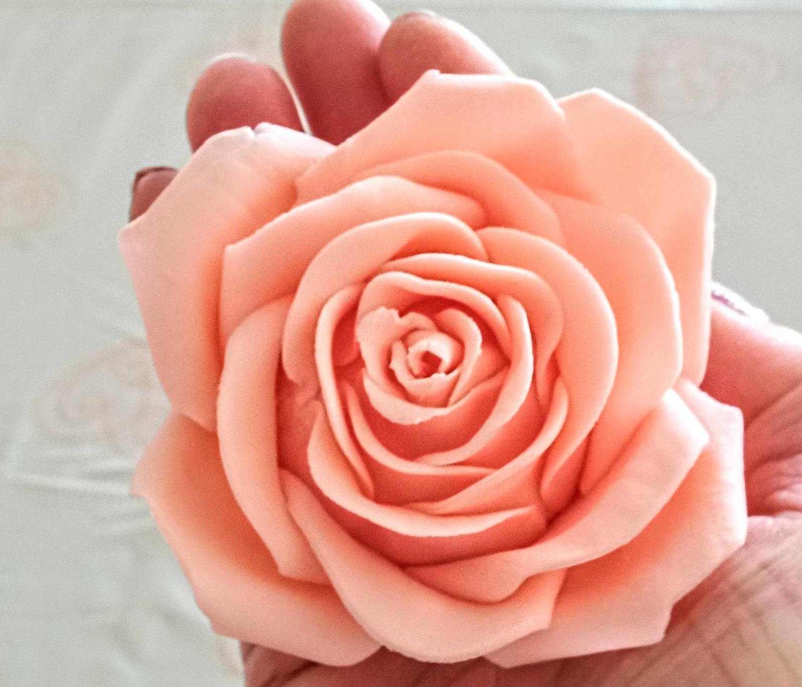 Large handmade Peach sugar rose