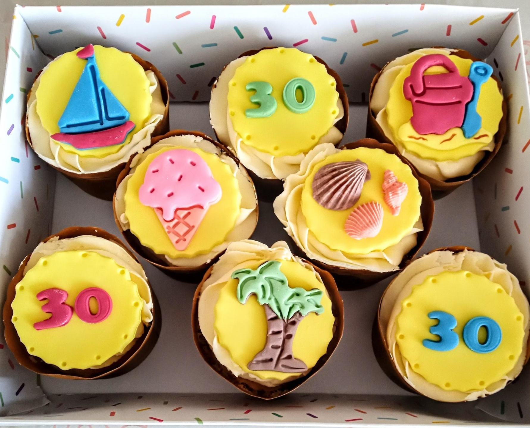 "Beach/seaside" themed cupcakes
