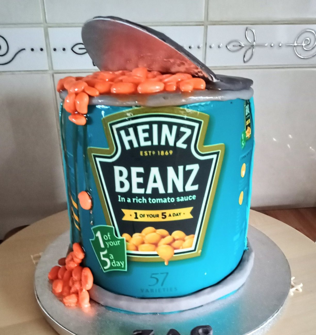 A Baked bean tin birthday cake