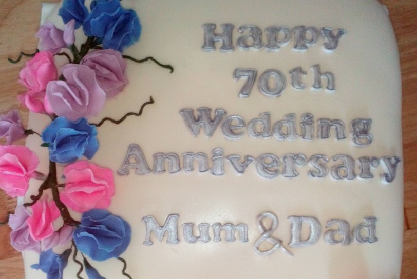70th wedding anniversary cake with flowers