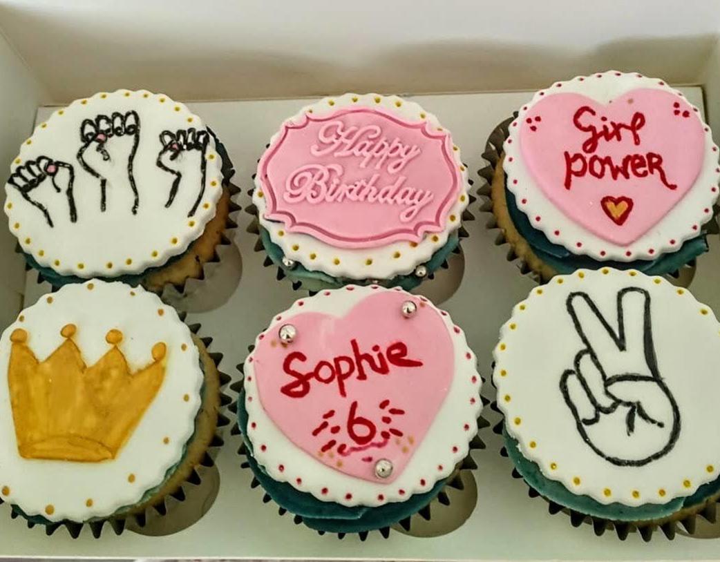 "Girl power" birthday cupcakes