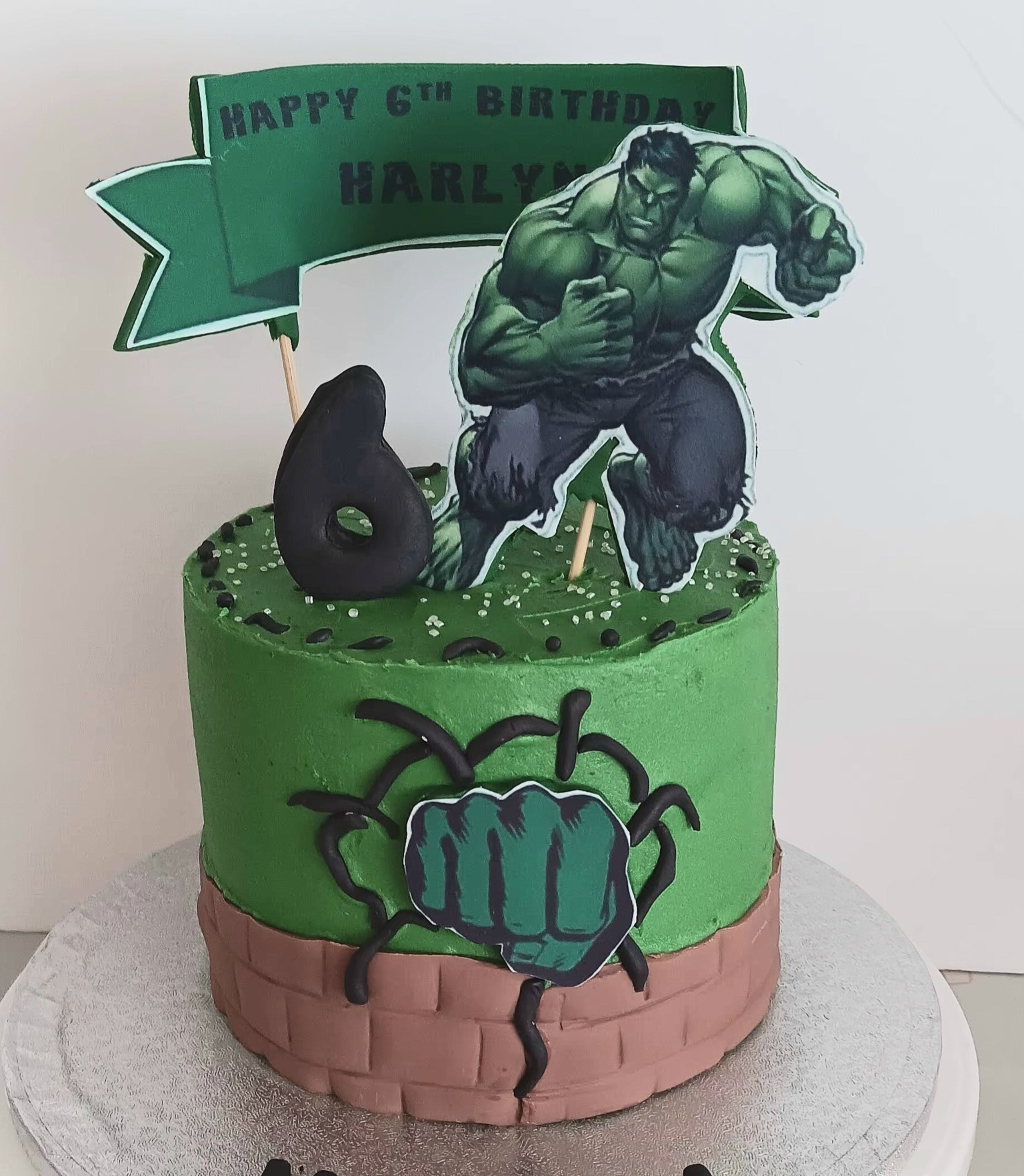Incredible hulk inspired boys birthday cake