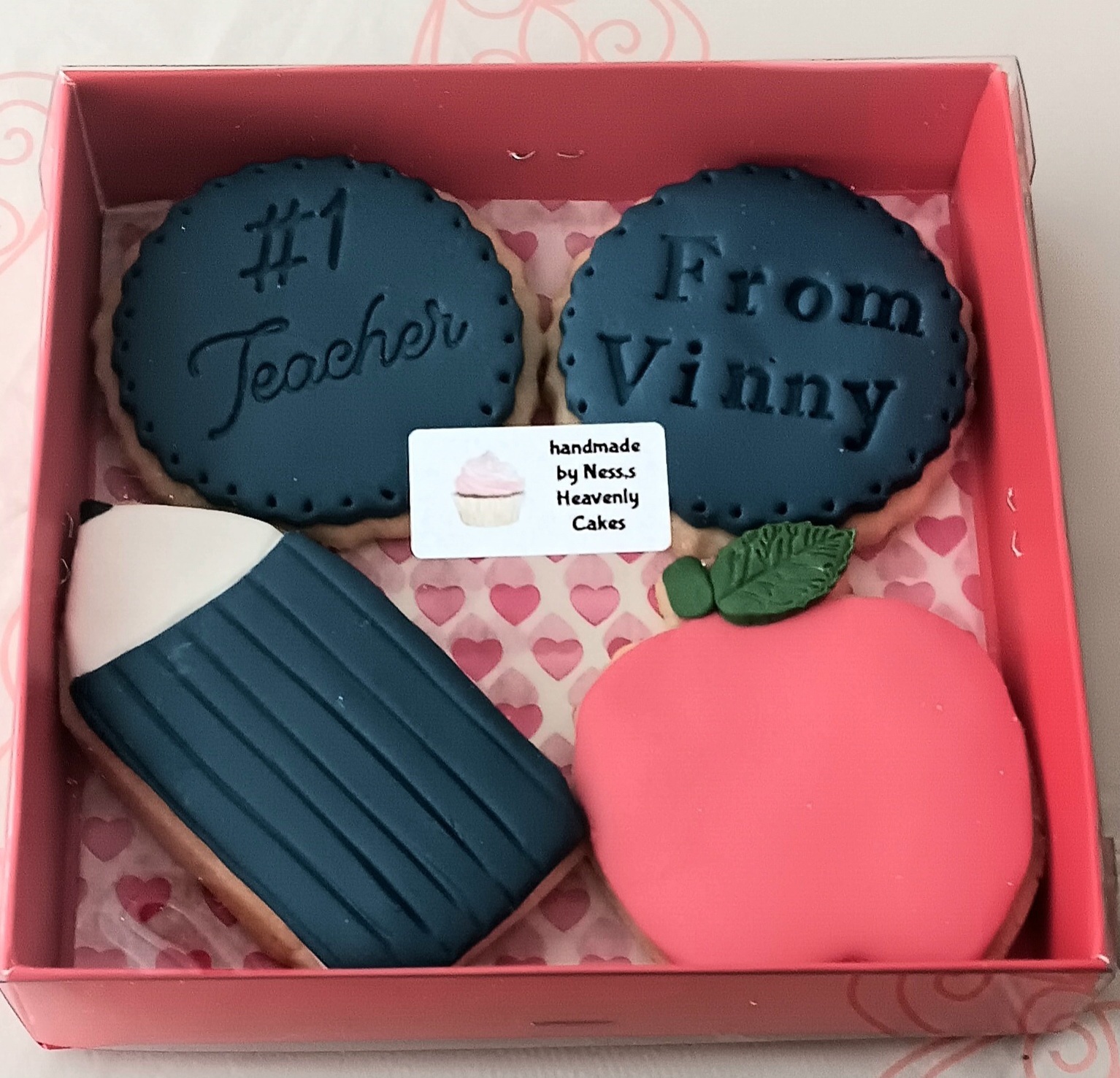 "Thank you teacher" blue cookie box