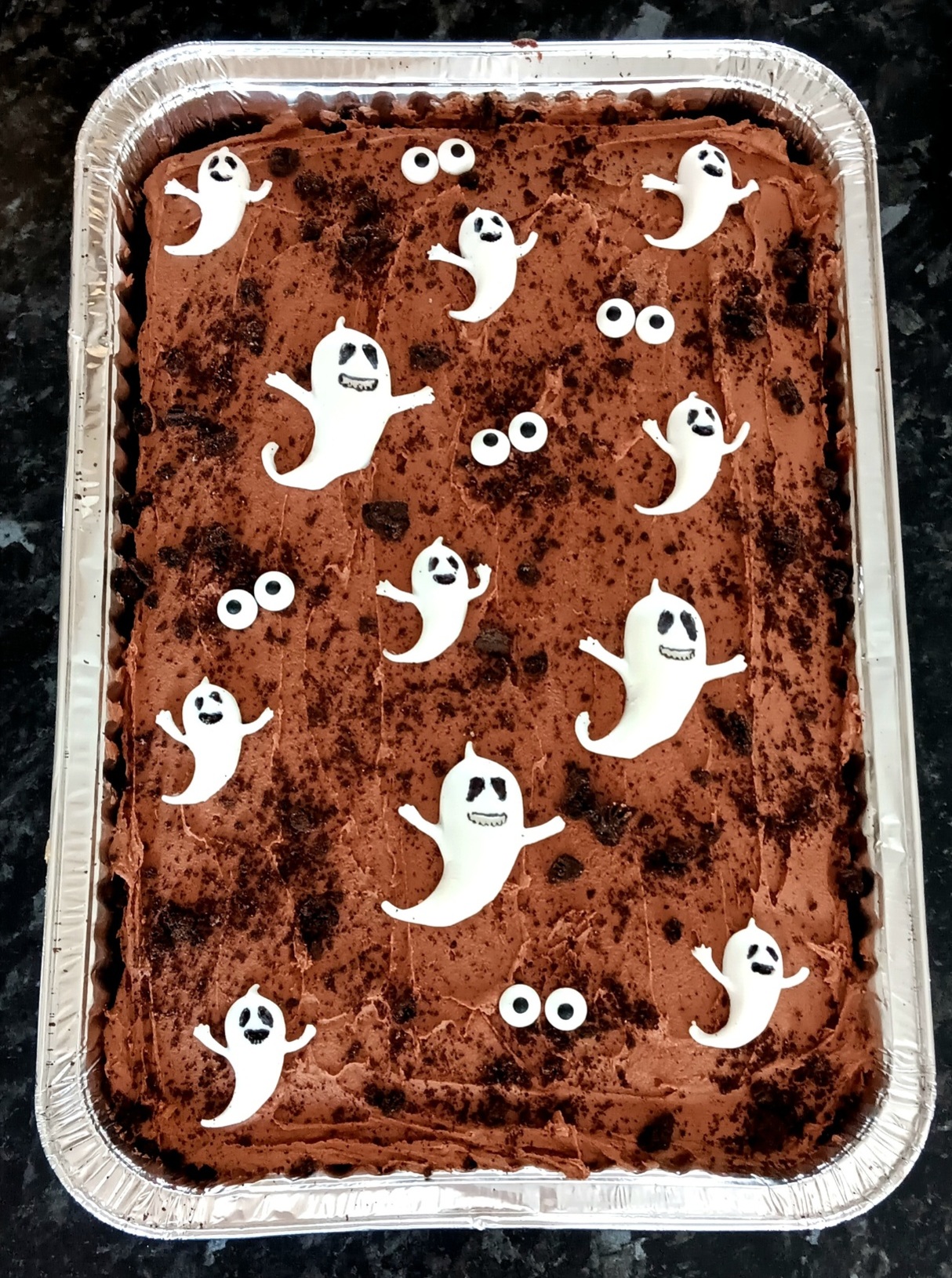"Ghosts and goules" 12 x 9 chocolate traybake