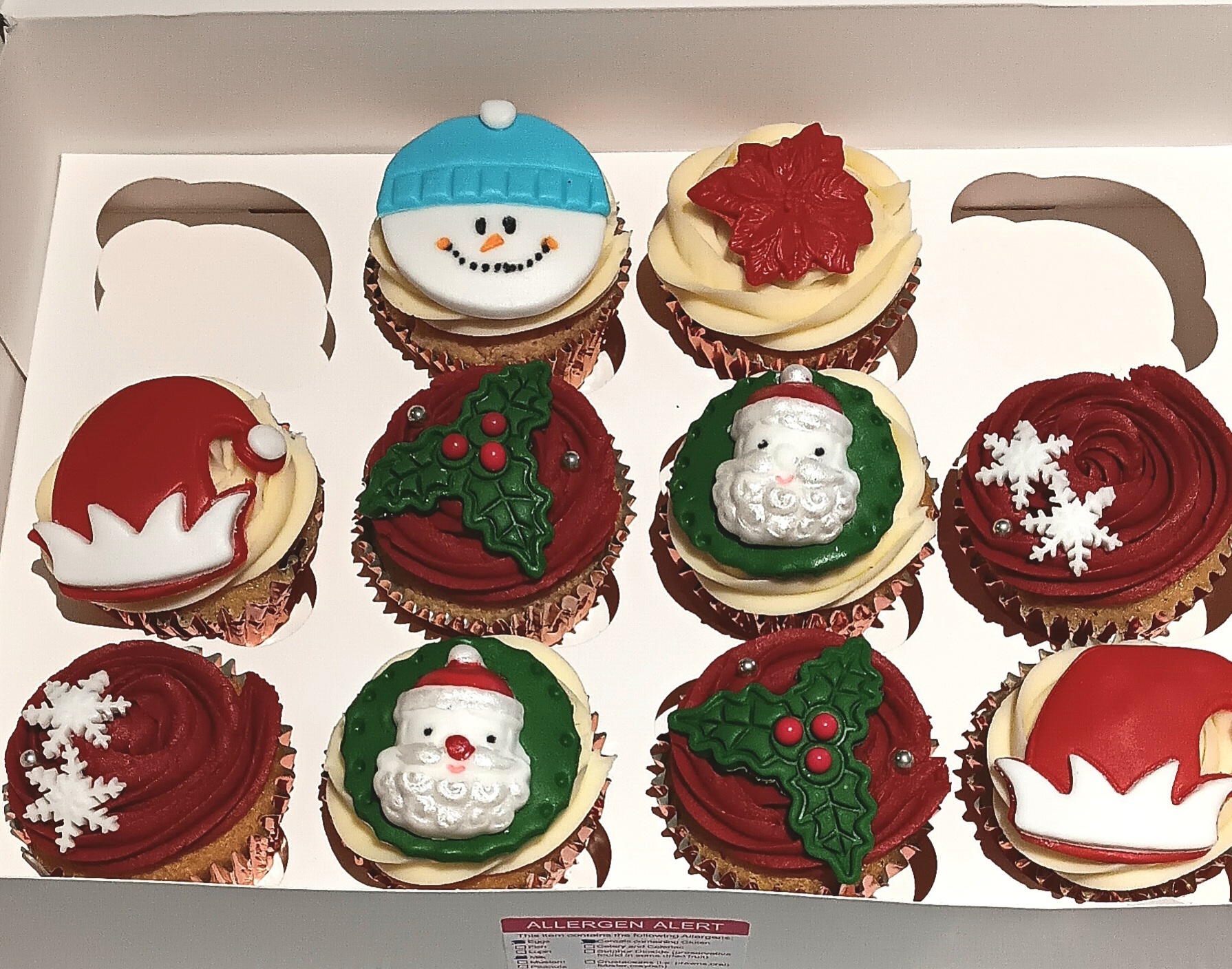 Assorted box of 10 christmas cupcakes