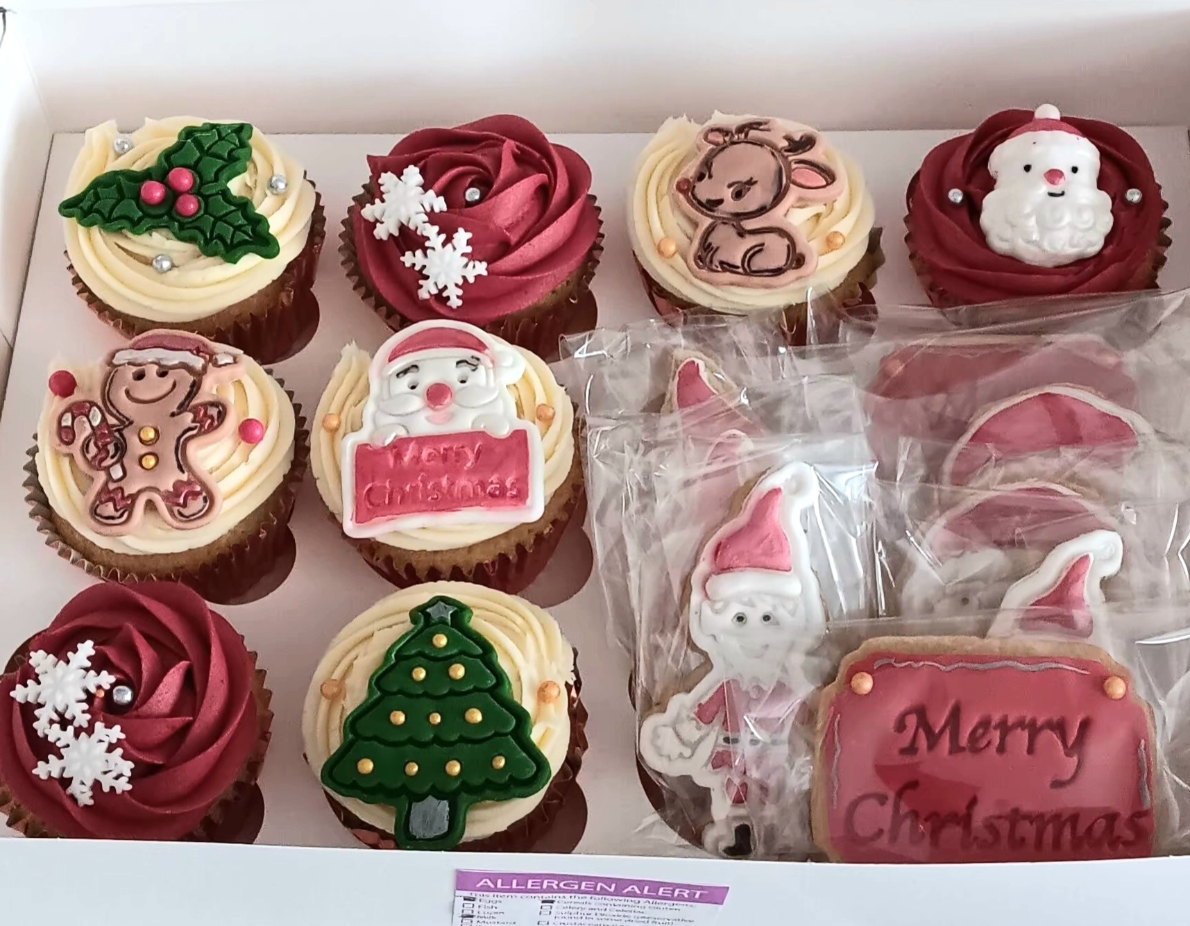 Assorted chrsitmas cupcake and cookie box