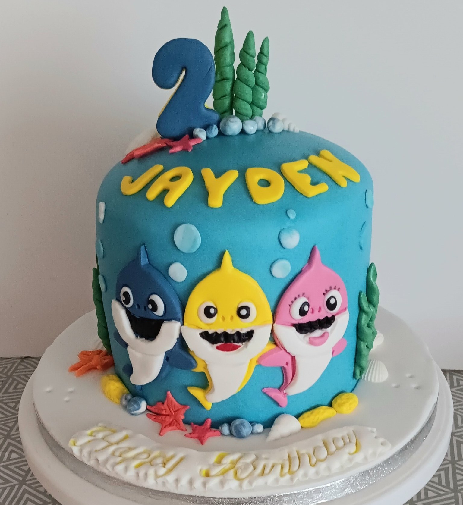 Boys "Baby shark" inspired birthday cake