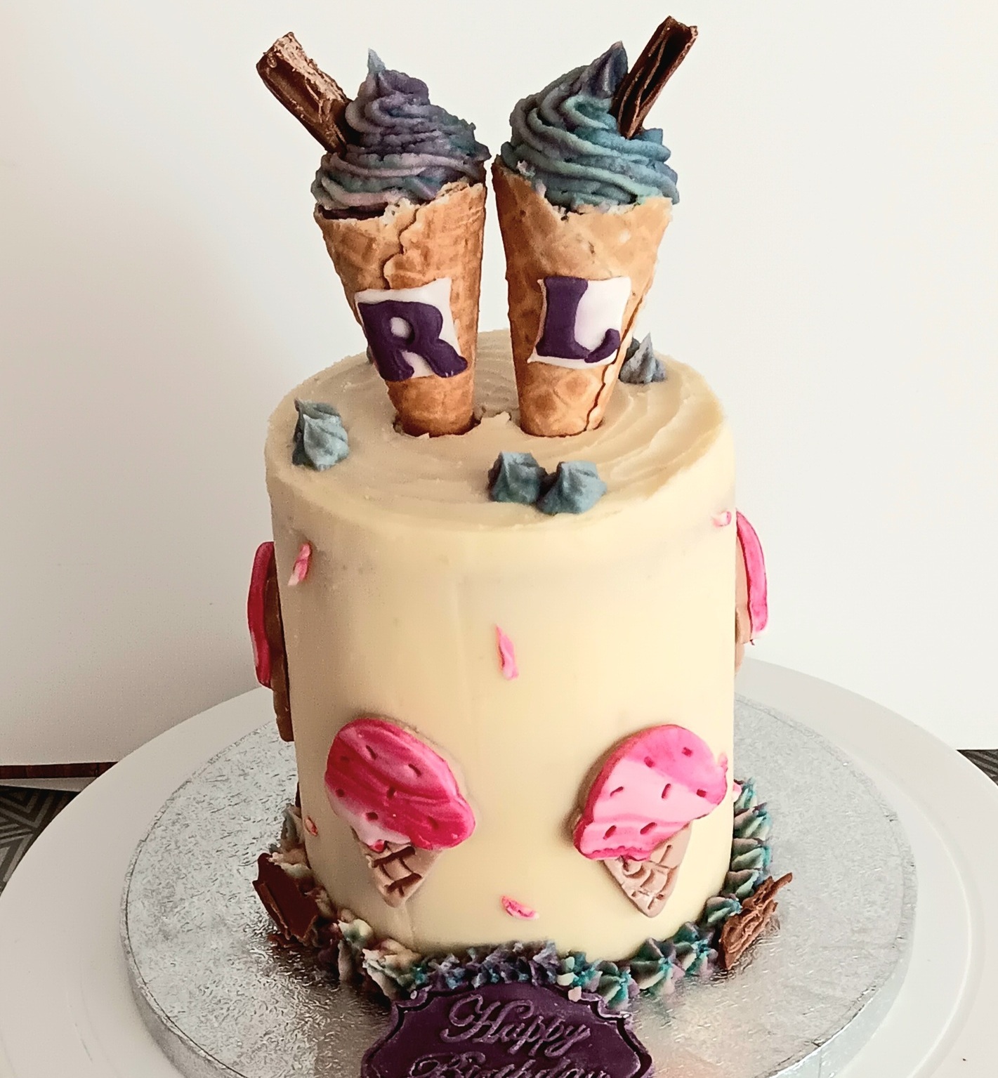 Twin boys "Icecream" inspired birthday cake