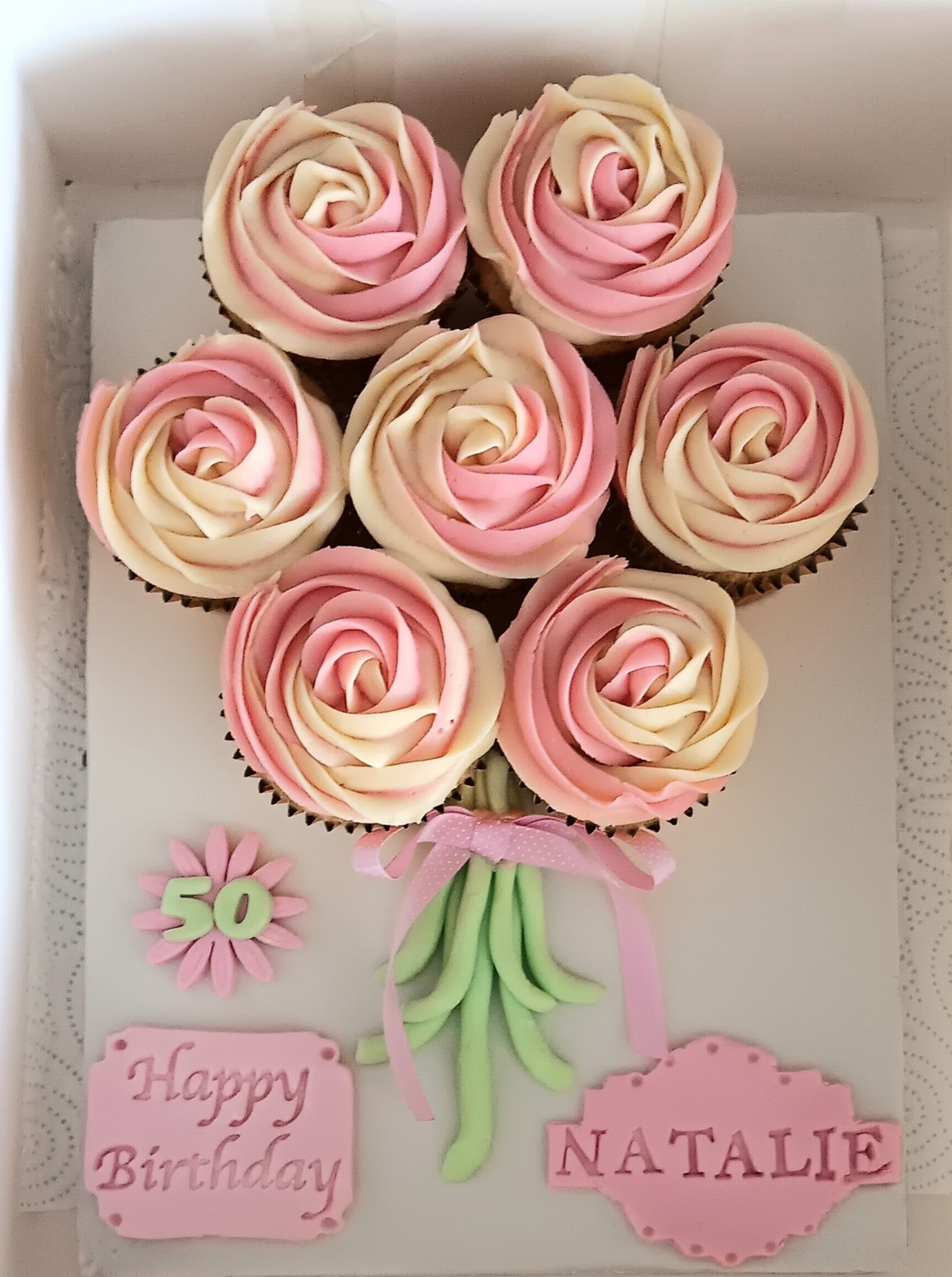 Ladies 50th birthday cupcake bouquet