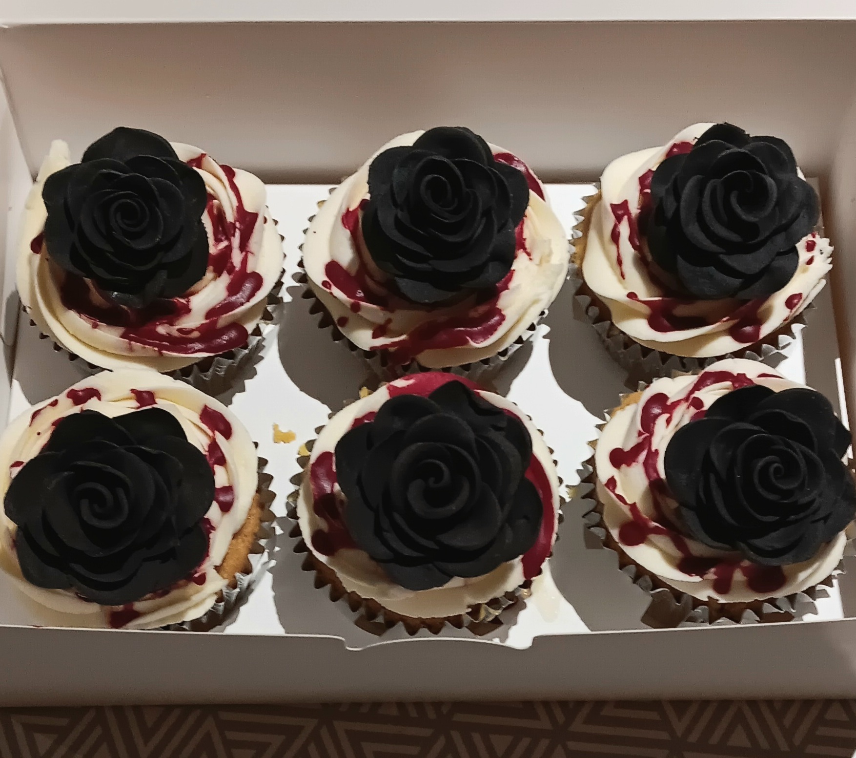 Black "Gothic" style rose cupcakes
